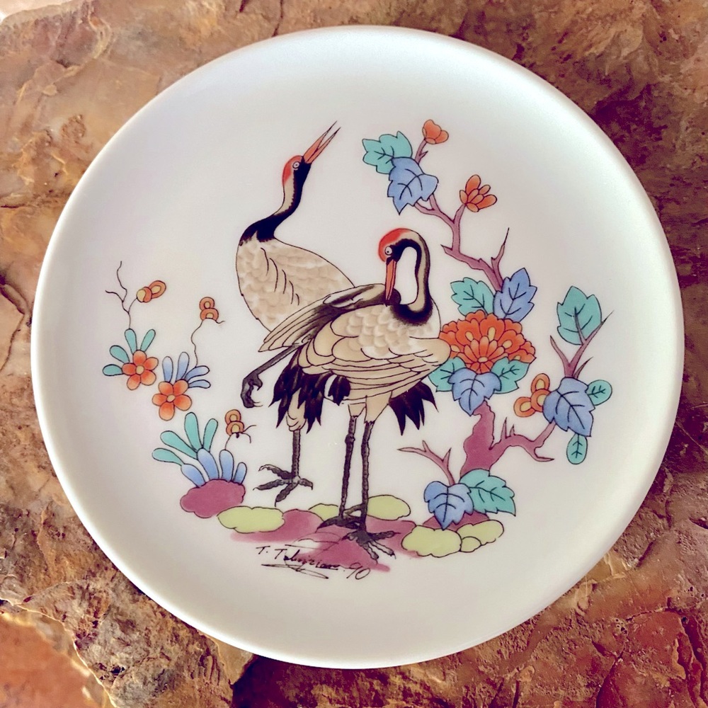 Porcelain Coaster by Hutschenreuther for Lufthansa Signed Tabrizian Kashani 1990